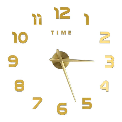 DIY 3D Mirrored Acrylic Wall Clock - Self-Adhesive Home Decor for Kitchen and Living Room