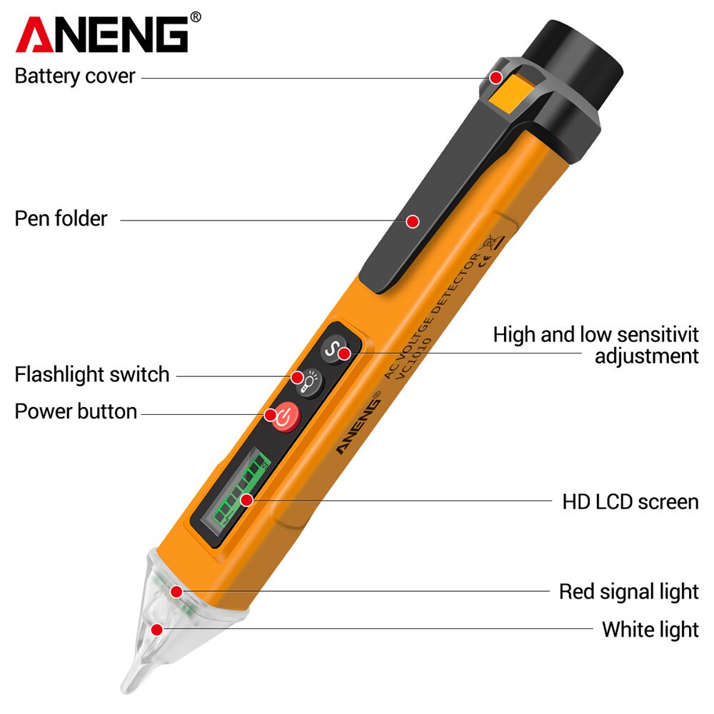 Digital Voltage Detector Pen for AC and DC Testing