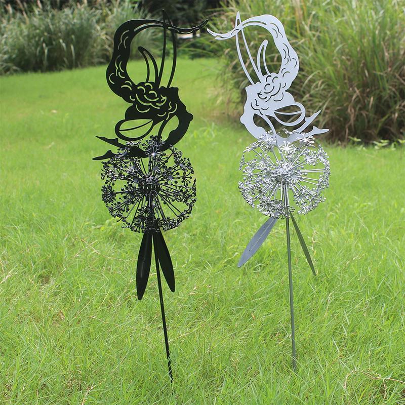 Outdoor Garden Sculpture of Fairies and Dandelions Dancing Together
