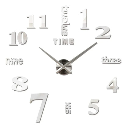 DIY 3D Mirrored Acrylic Wall Clock - Self-Adhesive Home Decor for Kitchen and Living Room