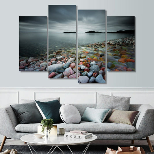 Elegant Coastal Stones Canvas Art - Set of 4 Panels