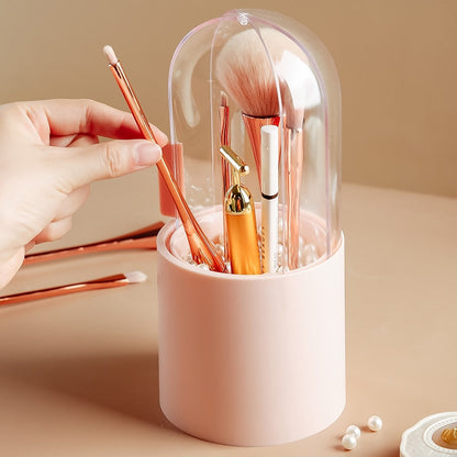 Chic Makeup Brush Organizer with Stylish Pearls