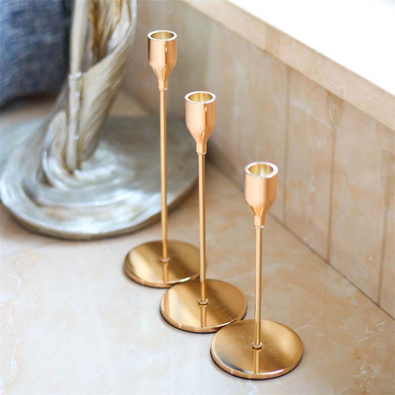 Set of Three Metal Candle Holders