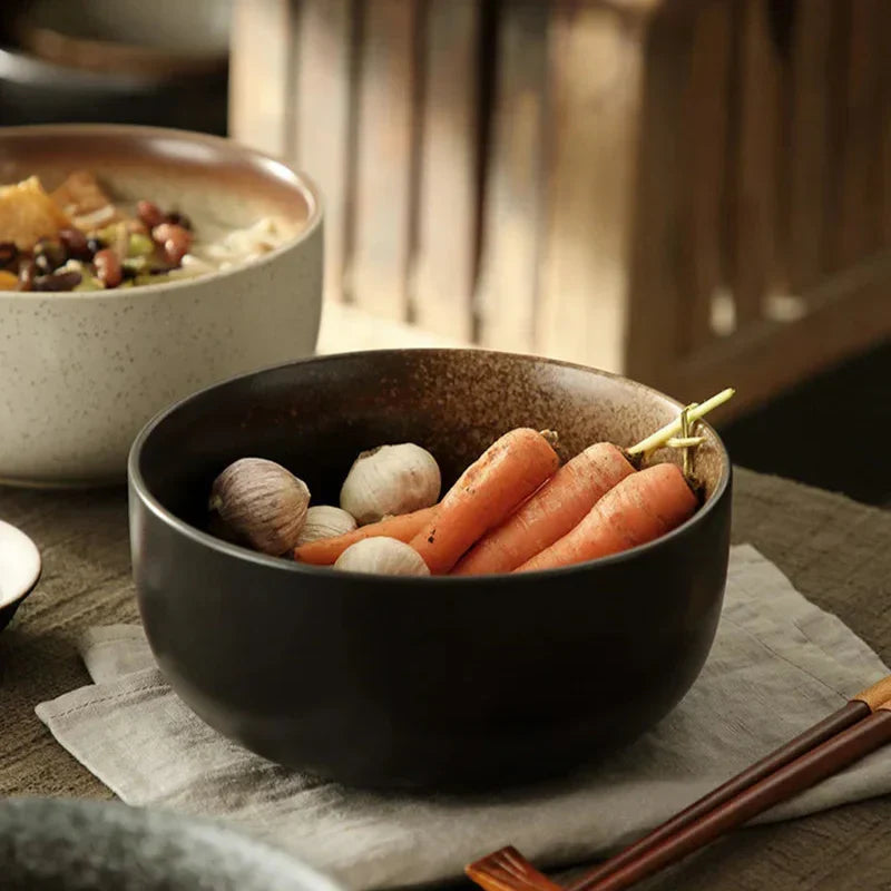 4-Piece Soup Bowl Set in Red Ceramic for Dining