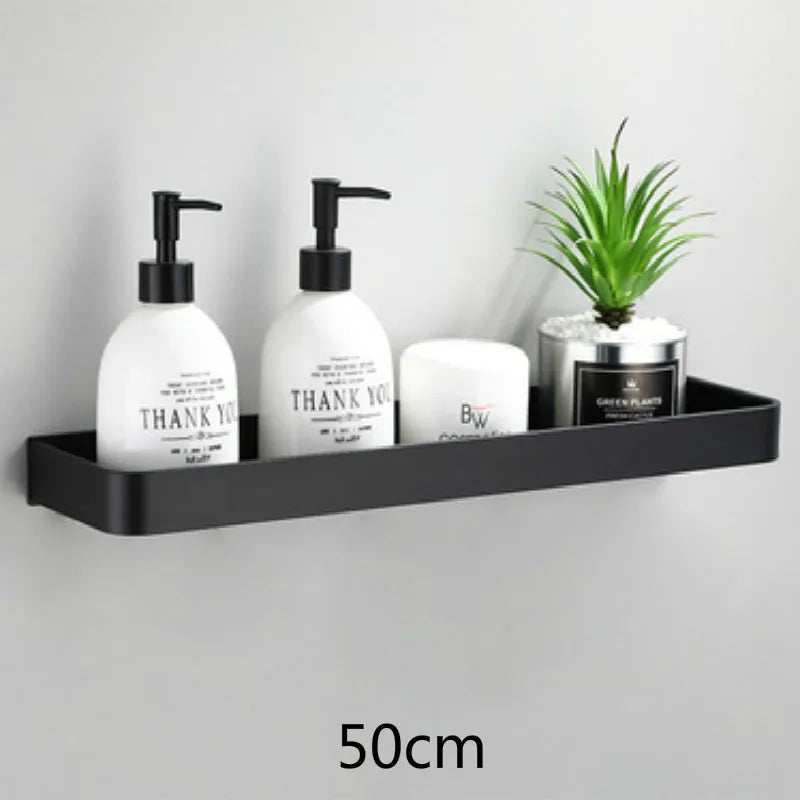 Corner Shelf in Black Aluminum – No-Drill Installation