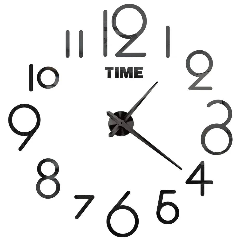 DIY 3D Mirrored Acrylic Wall Clock - Self-Adhesive Home Decor for Kitchen and Living Room