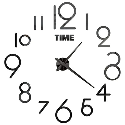 DIY 3D Mirrored Acrylic Wall Clock - Self-Adhesive Home Decor for Kitchen and Living Room