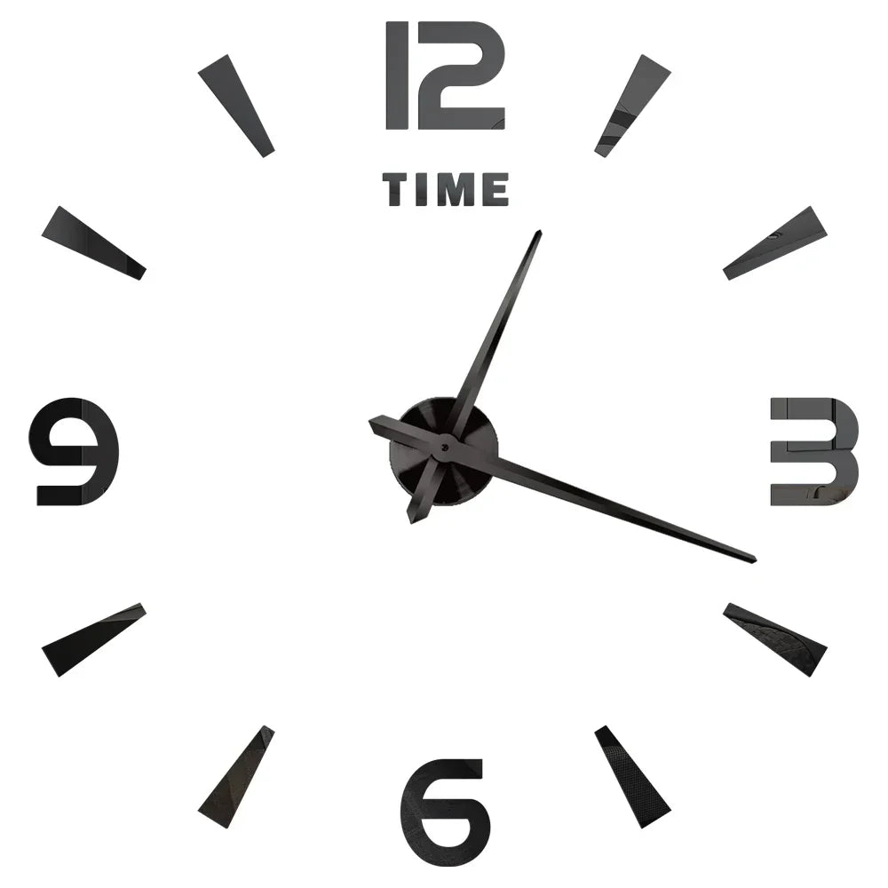 DIY 3D Mirrored Acrylic Wall Clock - Self-Adhesive Home Decor for Kitchen and Living Room