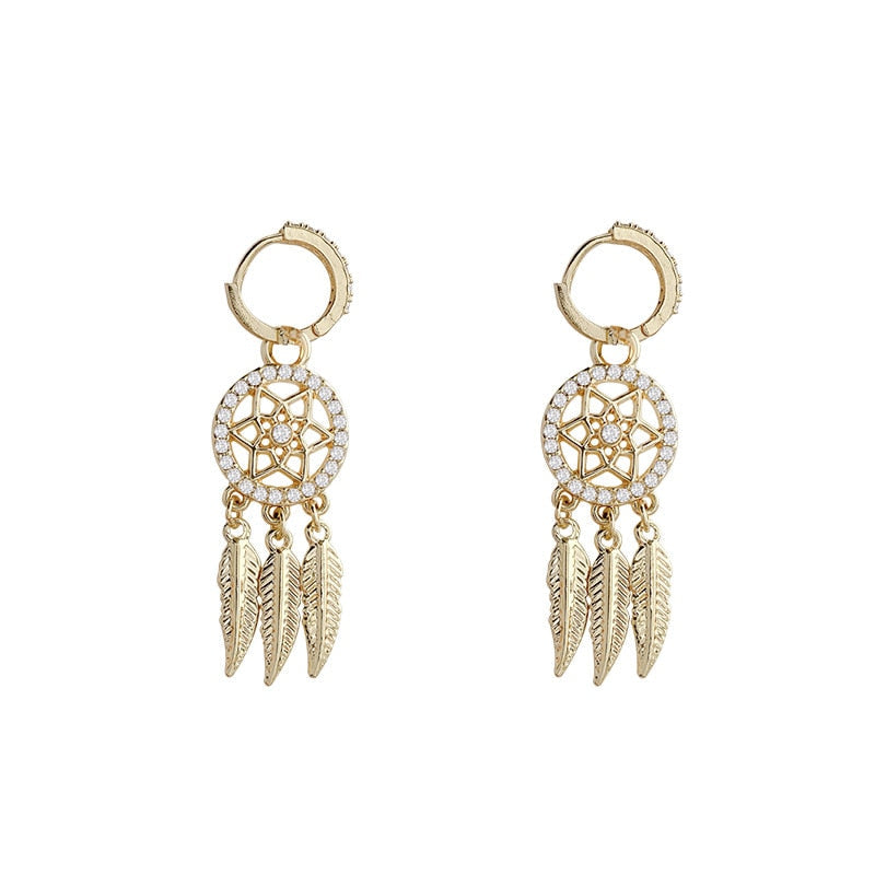 Elegant 14k Gold Feather Hoop Earrings - Timeless Charm