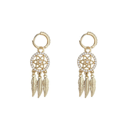 Elegant 14k Gold Feather Hoop Earrings - Timeless Charm