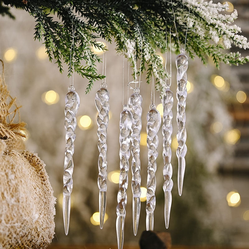Set of 12 Festive Tree Decoration Faux Icicles