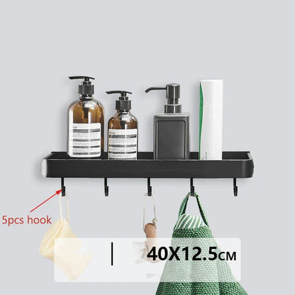 Corner Shelf in Black Aluminum – No-Drill Installation