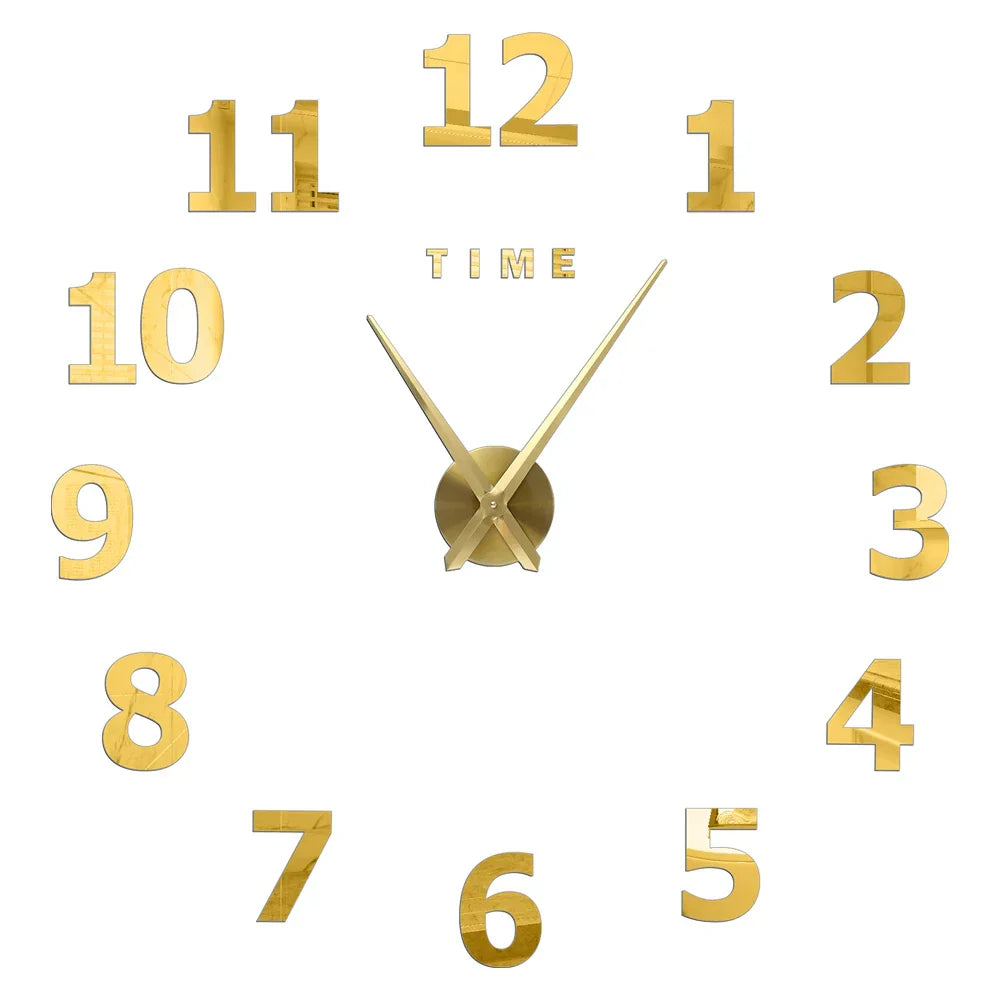 DIY 3D Mirrored Acrylic Wall Clock - Self-Adhesive Home Decor for Kitchen and Living Room