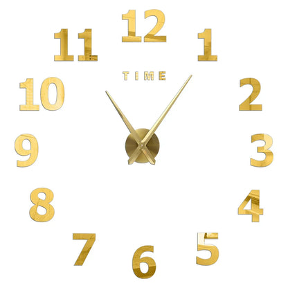 DIY 3D Mirrored Acrylic Wall Clock - Self-Adhesive Home Decor for Kitchen and Living Room