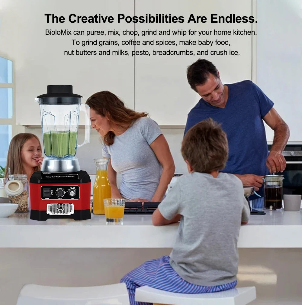 2200W Countertop Blender with 2L Jar, 6-Blade System, Timer, Silent Operation