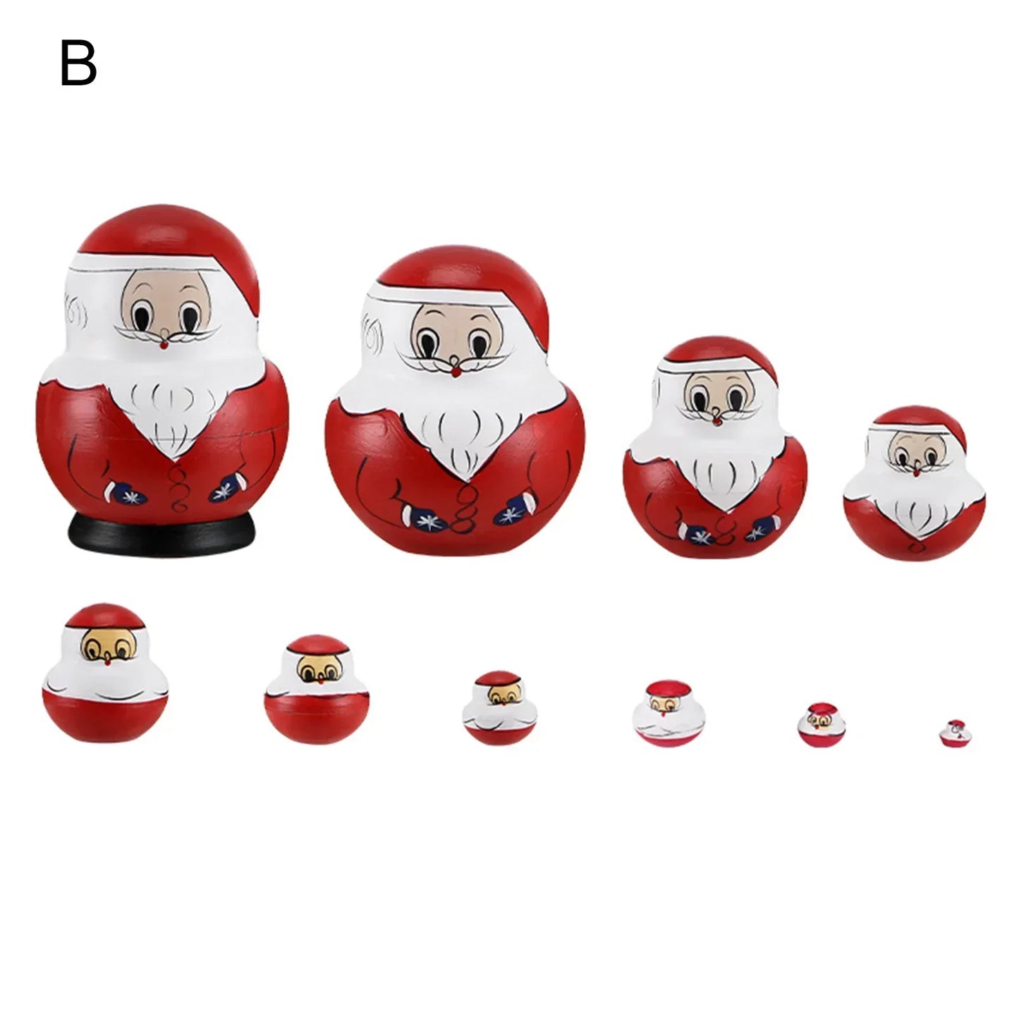 Set of 10 Wooden Russian Nesting Dolls - Matryoshka Dolls