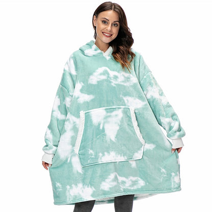 Soft Fleece and Wool Hooded Blanket for Home Comfort and Warmth