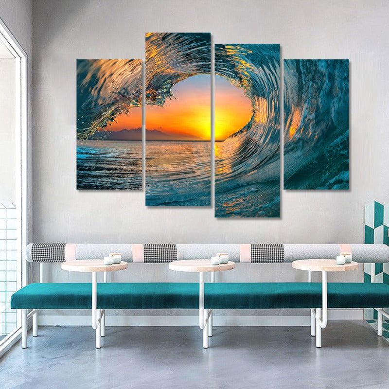 Vibrant 5-Piece Canvas Set: Ocean Sunset Delight