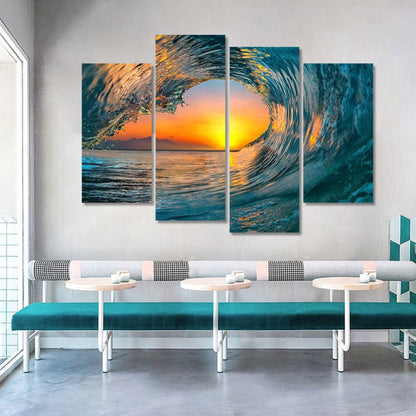Vibrant 5-Piece Canvas Set: Ocean Sunset Delight