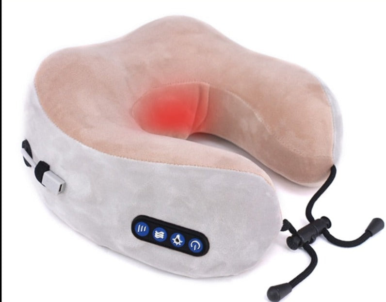 Compact Contoured Pillow for Relaxing Electric Neck Massage