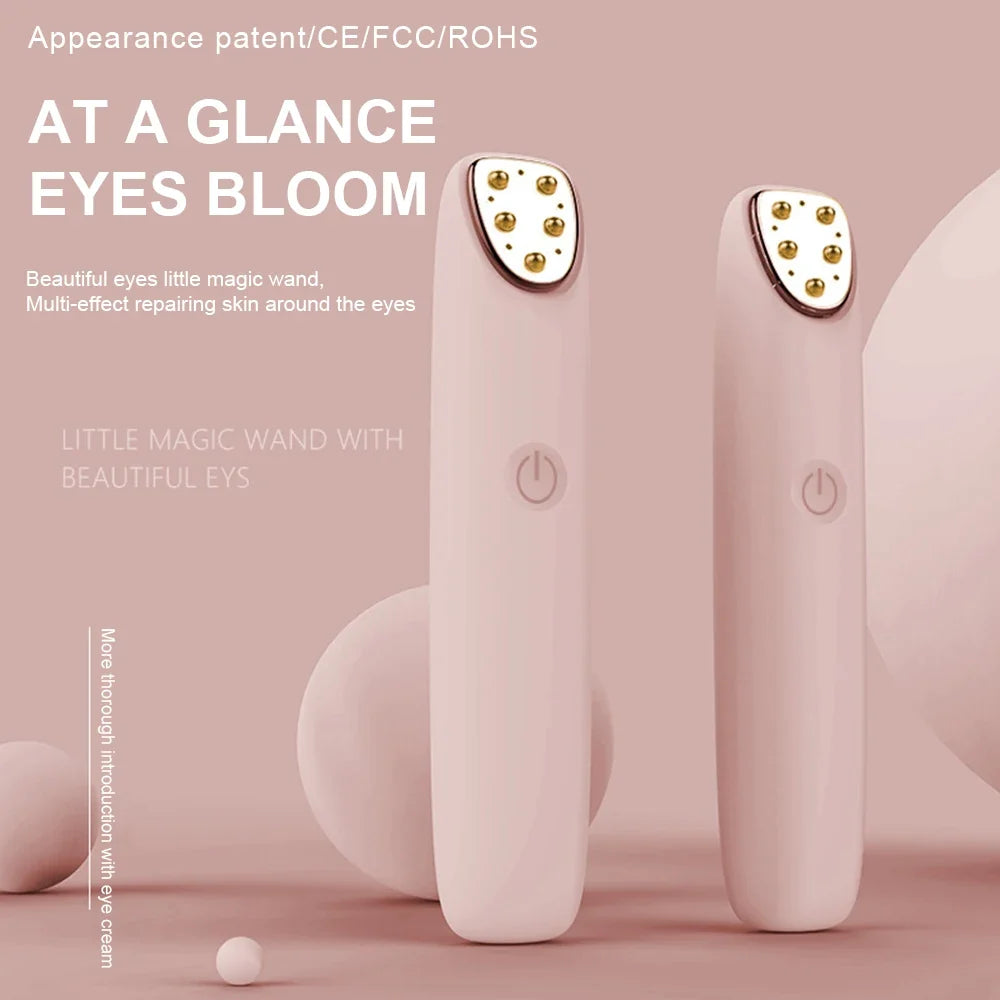 Eye Massager Pen with Red Light Therapy and Heat – 3 Modes, USB Rechargeable, 8,000 Vibrations/Min, 3-Minute Timer