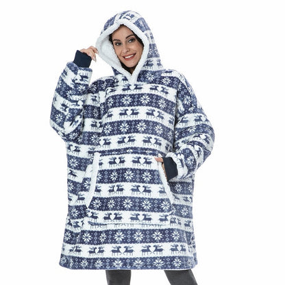 Soft Fleece and Wool Hooded Blanket for Home Comfort and Warmth