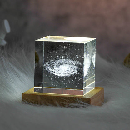 Moon Nightlight in 3D Crystal Cube Design