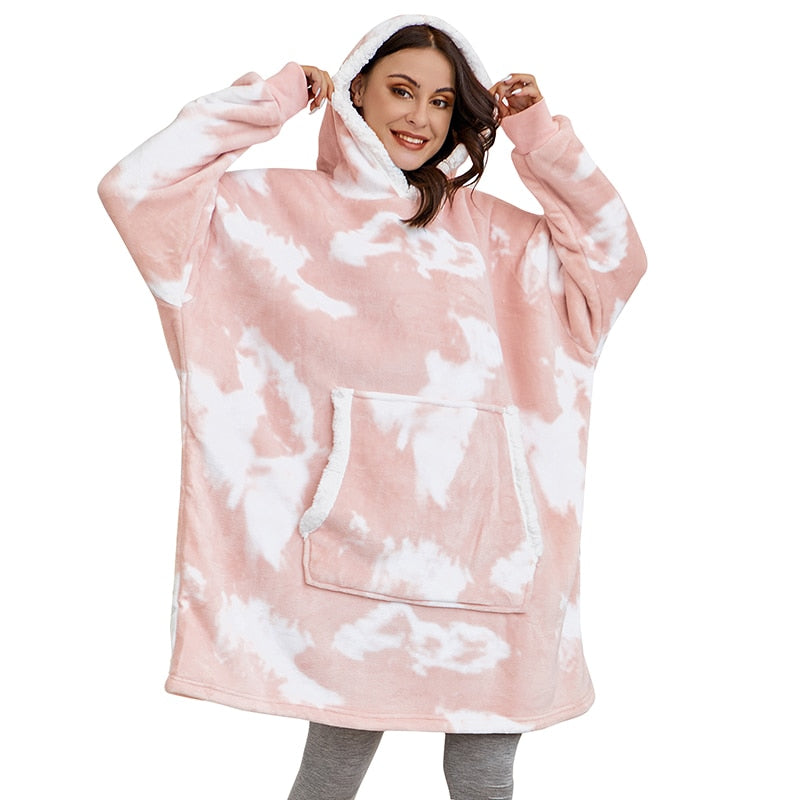 Soft Fleece and Wool Hooded Blanket for Home Comfort and Warmth