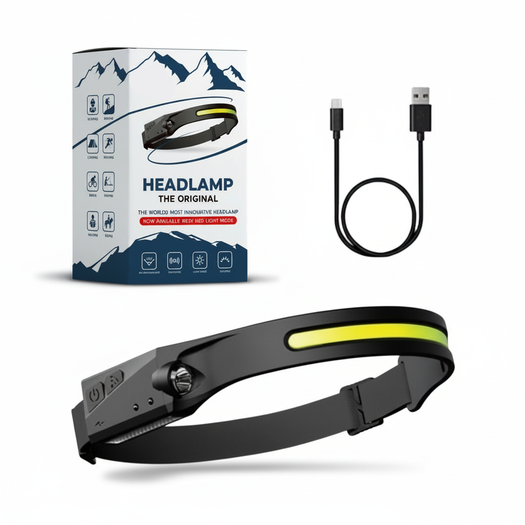 BrightBeam Rechargeable Headlamp with 230° Field of View