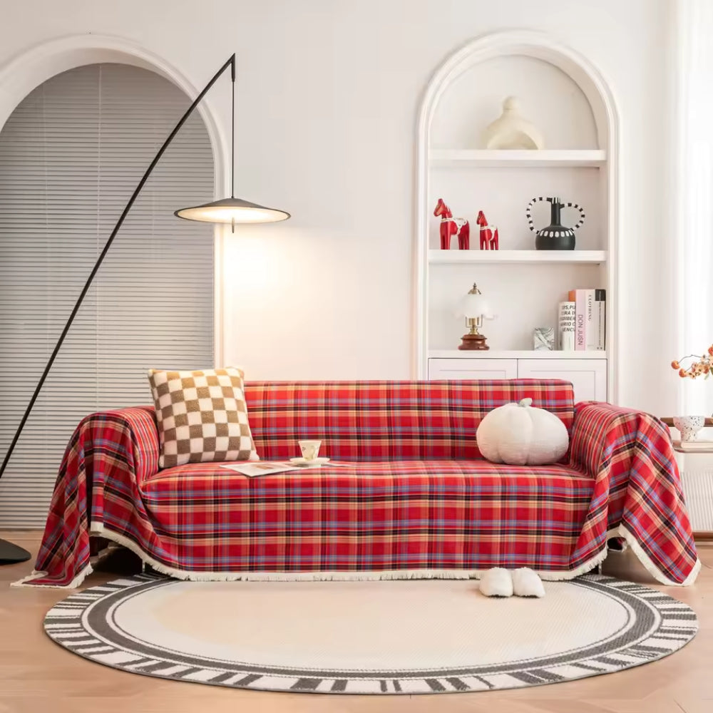 Charming Plaid Couch Protector for Cozy Living Spaces