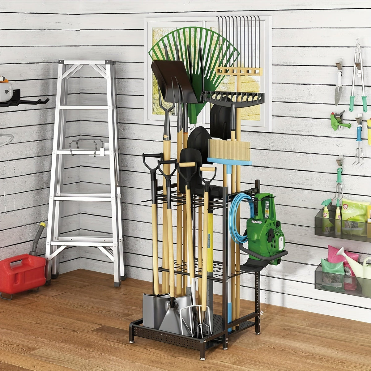 Heavy-Duty Garden Tool Storage Rack for Outdoor Organization