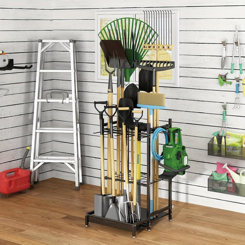 Heavy-Duty Garden Tool Storage Rack for Outdoor Organization