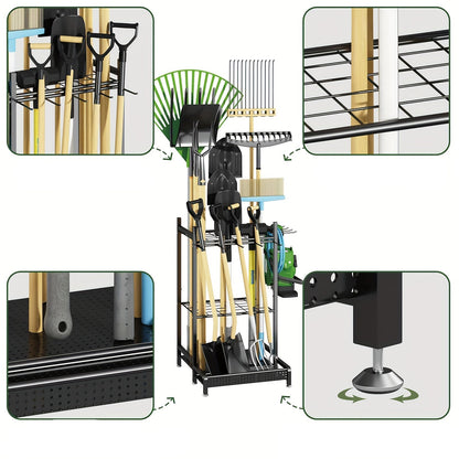Heavy-Duty Garden Tool Storage Rack for Outdoor Organization