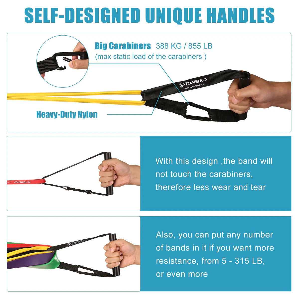 5-Level Resistance Bands Set with Handles, Door Anchor & Carry Bag
