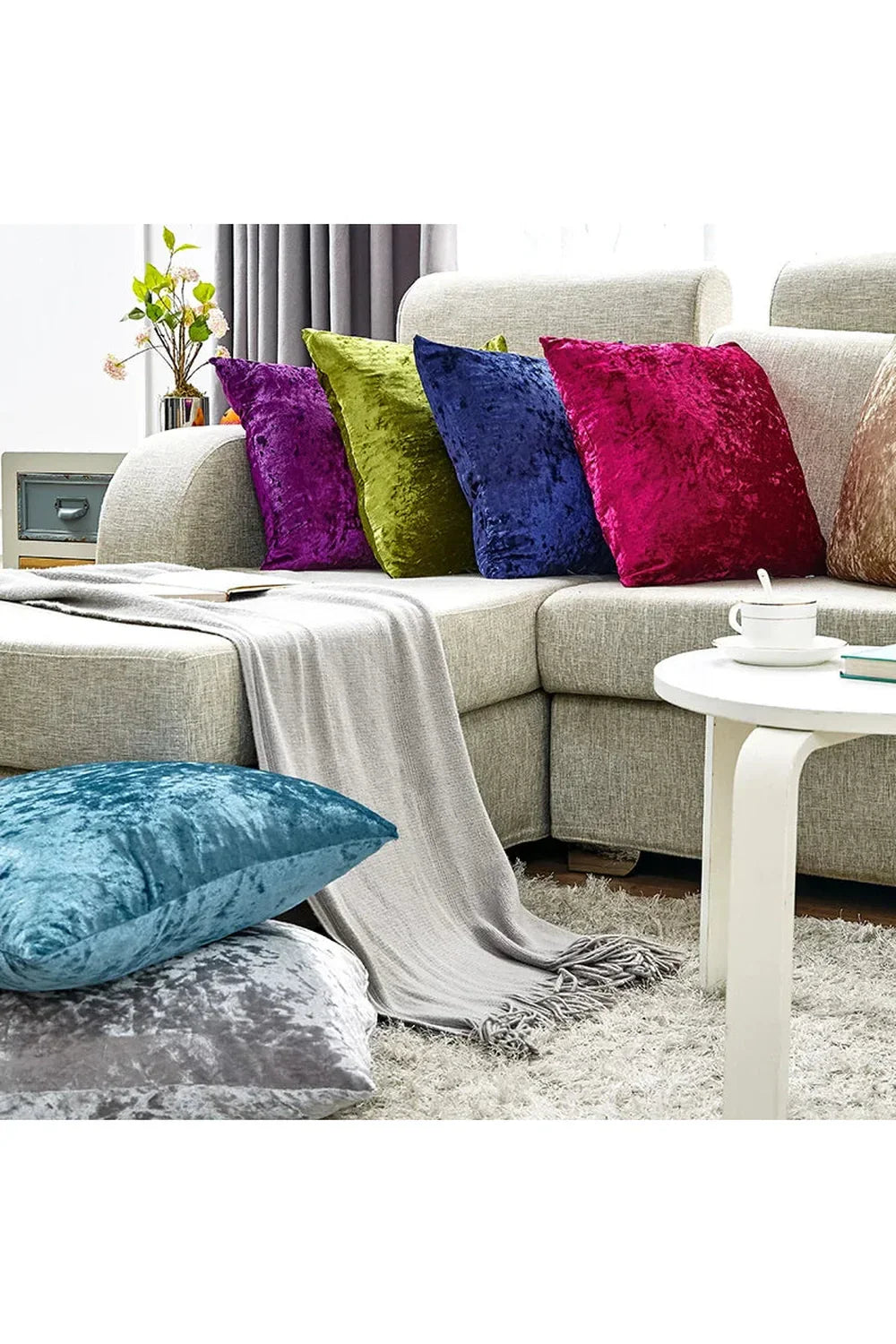 Velvet Cushion Cover in Beige Color
