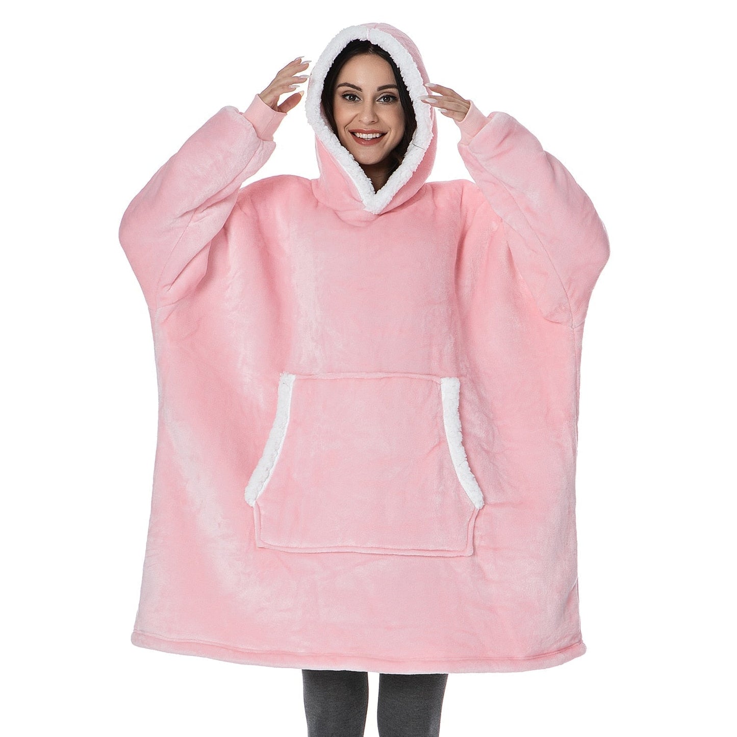Soft Fleece and Wool Hooded Blanket for Home Comfort and Warmth