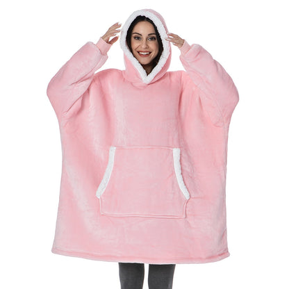 Soft Fleece and Wool Hooded Blanket for Home Comfort and Warmth