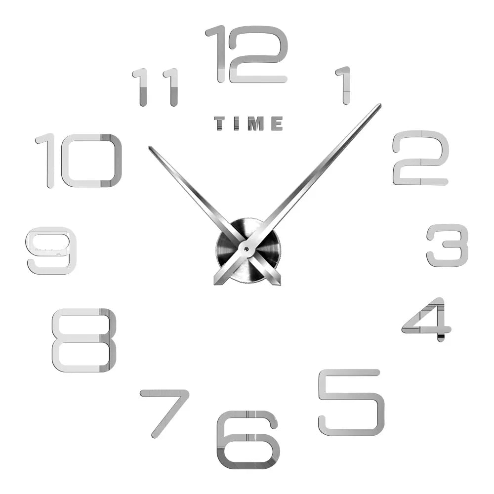 DIY 3D Mirrored Acrylic Wall Clock - Self-Adhesive Home Decor for Kitchen and Living Room