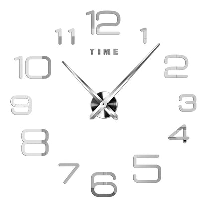DIY 3D Mirrored Acrylic Wall Clock - Self-Adhesive Home Decor for Kitchen and Living Room