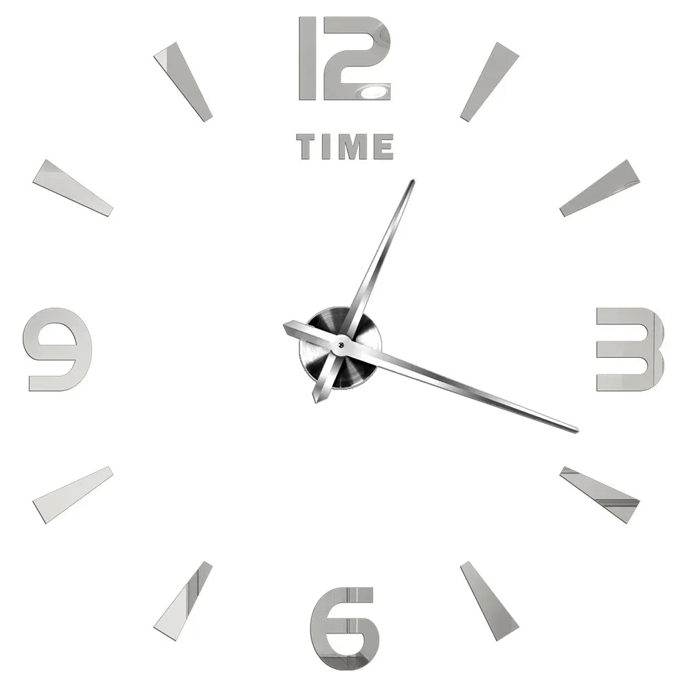 DIY 3D Mirrored Acrylic Wall Clock - Self-Adhesive Home Decor for Kitchen and Living Room
