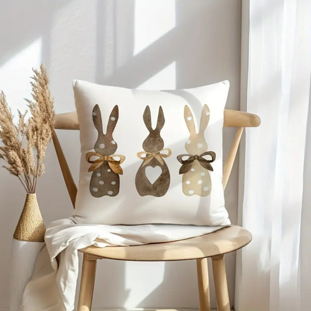Charming Bunny-Themed Cushion Cover for Cozy Spaces