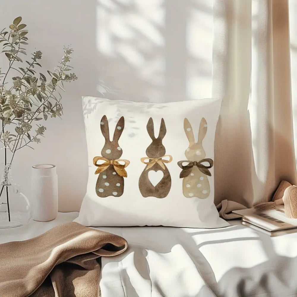 Charming Bunny-Themed Cushion Cover for Cozy Spaces
