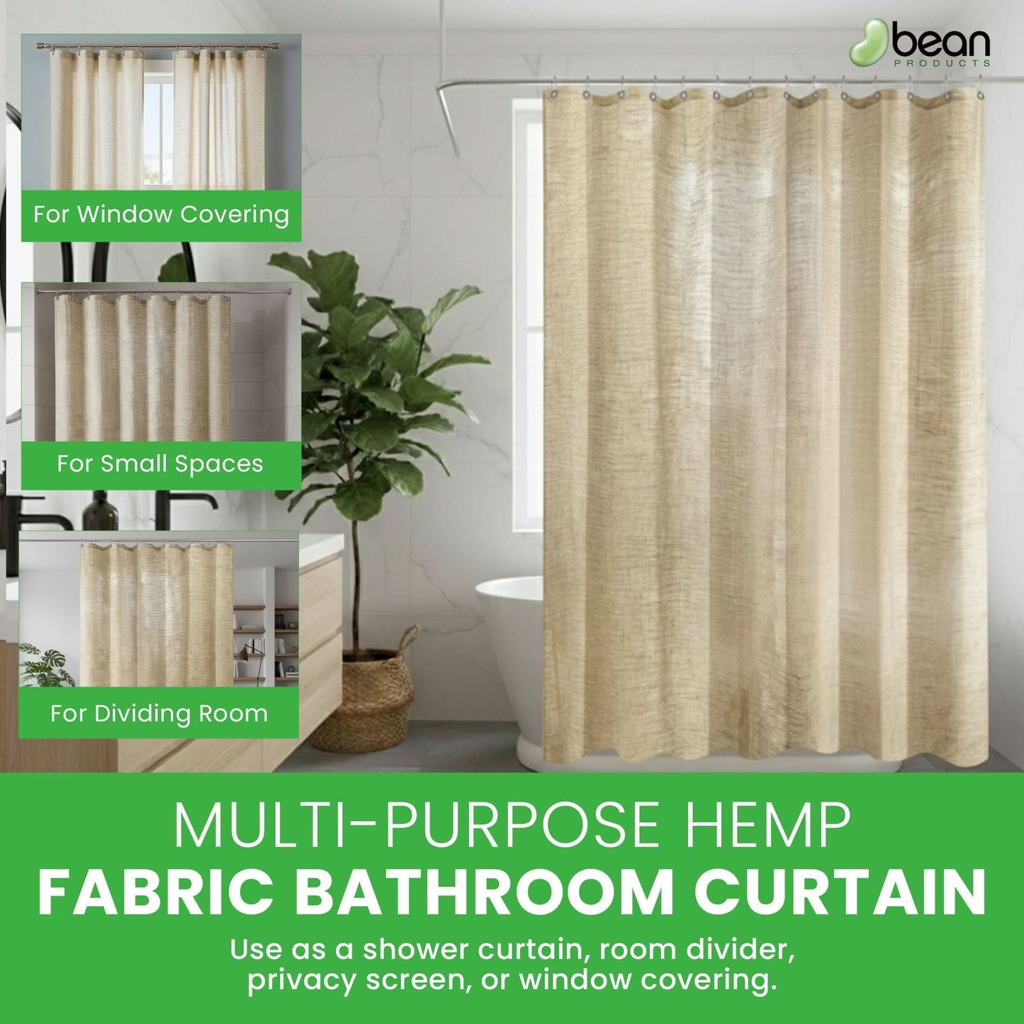 Hemp Shower Curtain for Bathroom and Stall Use