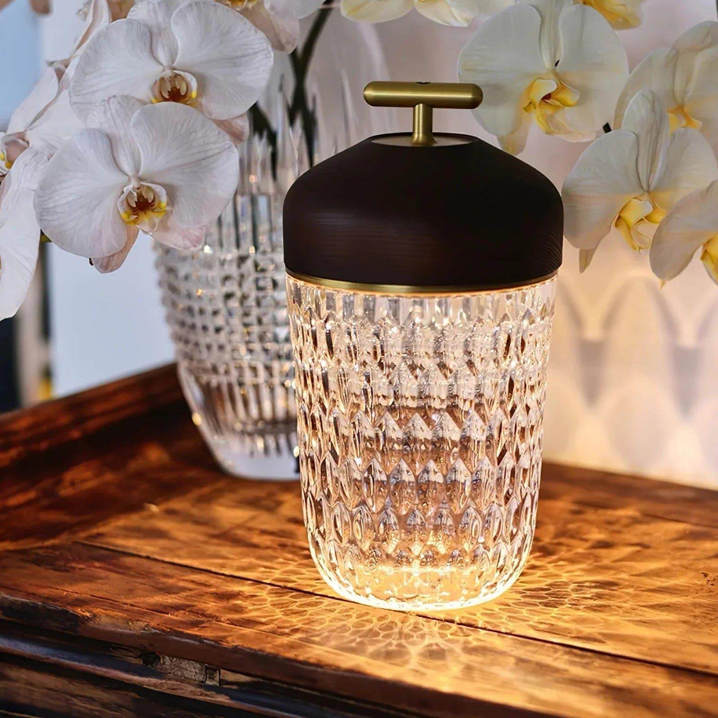 Portable Ambient Table Lamp with Crystal Design