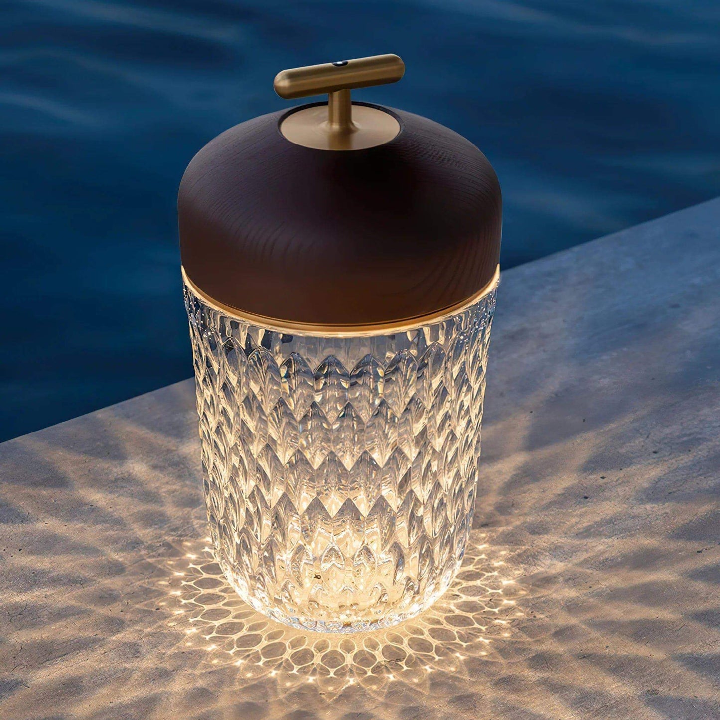 Portable Ambient Table Lamp with Crystal Design