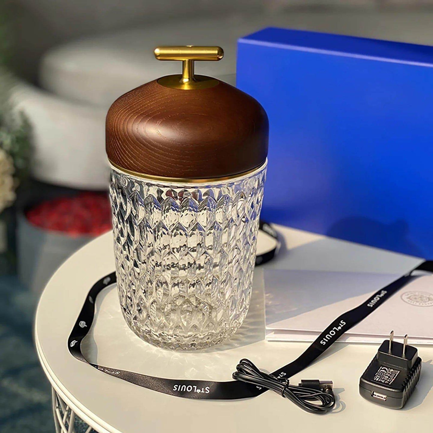Portable Ambient Table Lamp with Crystal Design