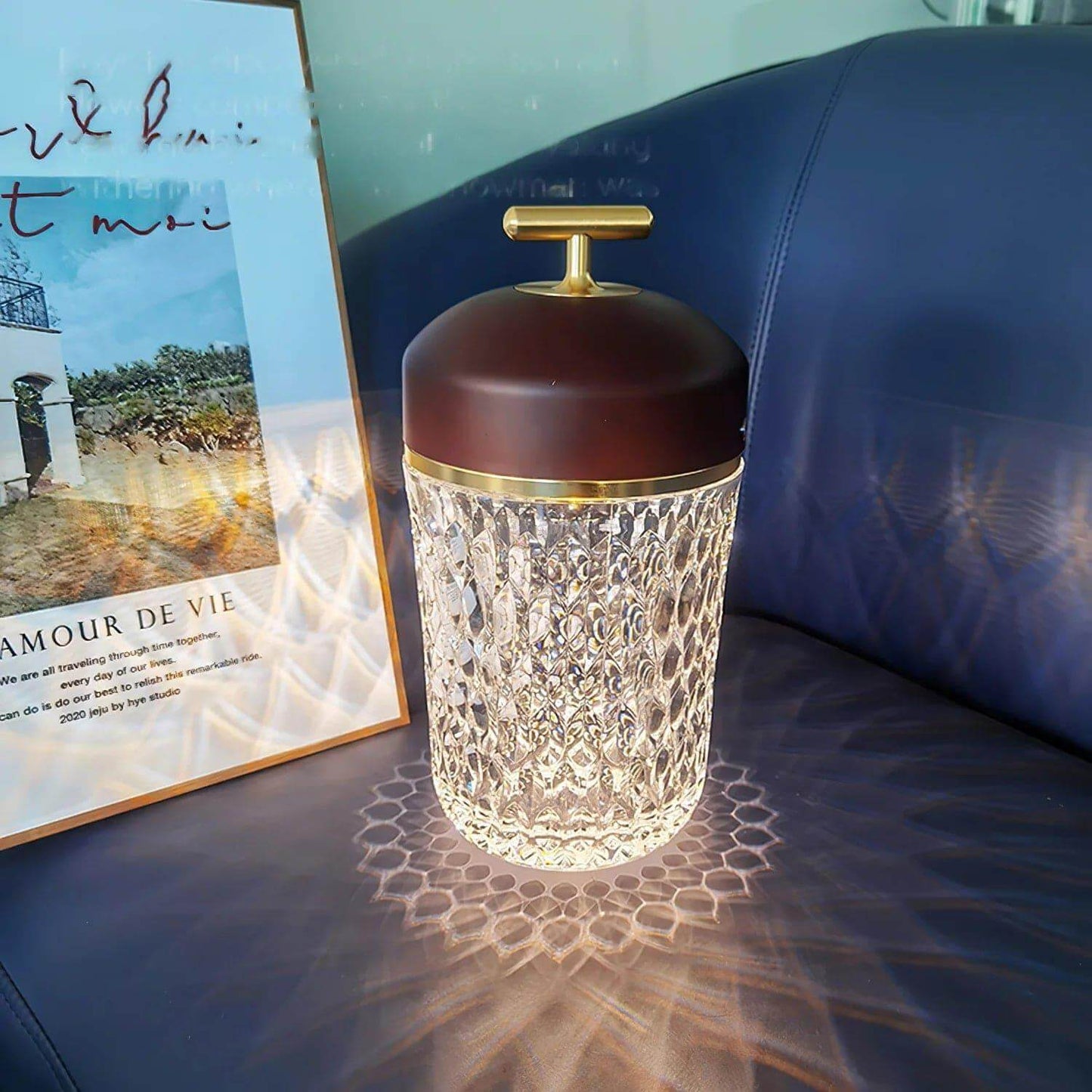 Portable Ambient Table Lamp with Crystal Design