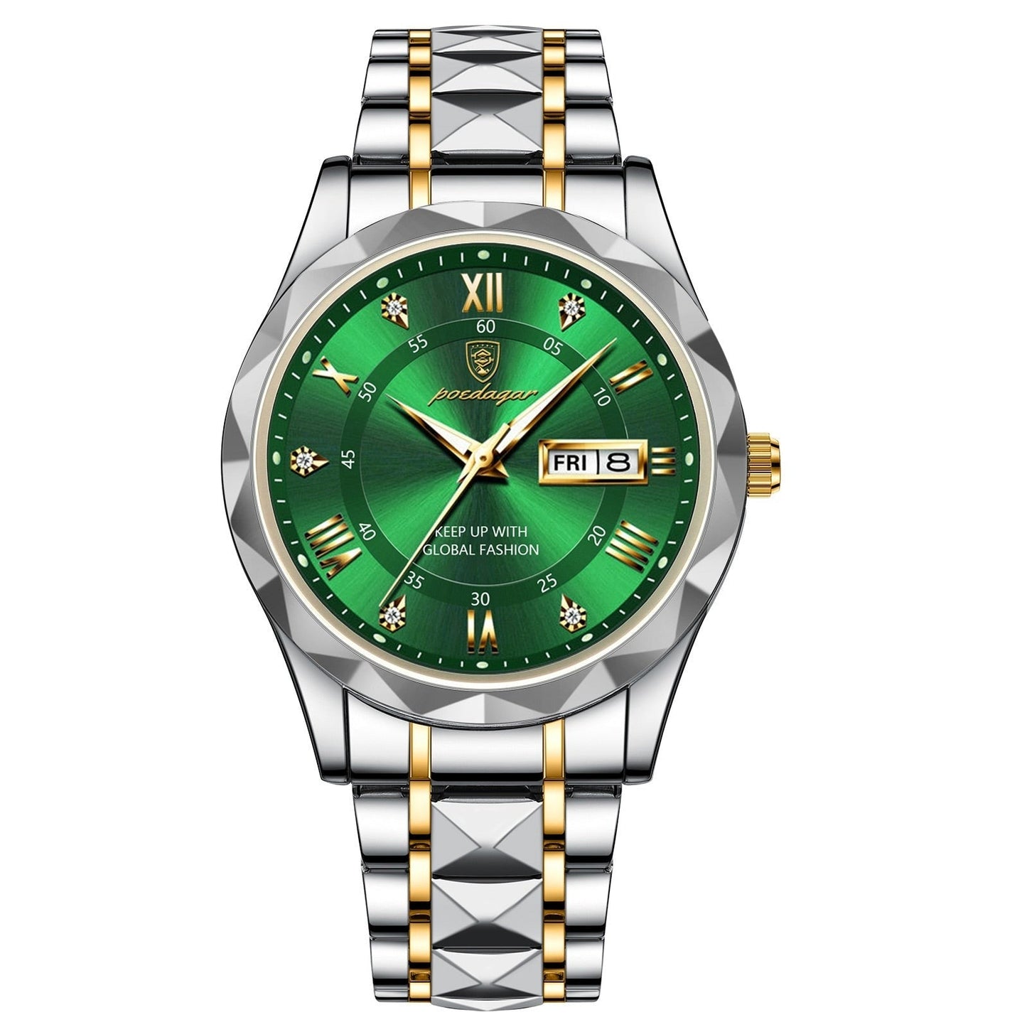 Stylish Stainless Steel Quartz Watch with Luminous Hands