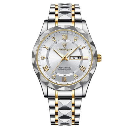 Stylish Stainless Steel Quartz Watch with Luminous Hands