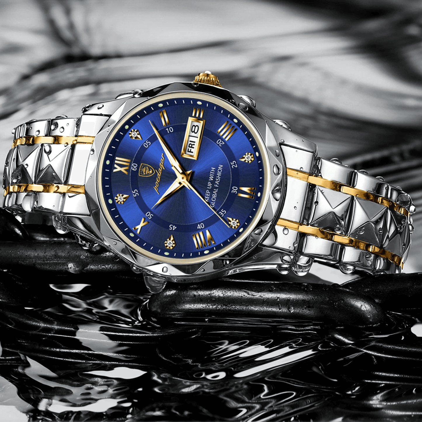Stylish Stainless Steel Quartz Watch with Luminous Hands